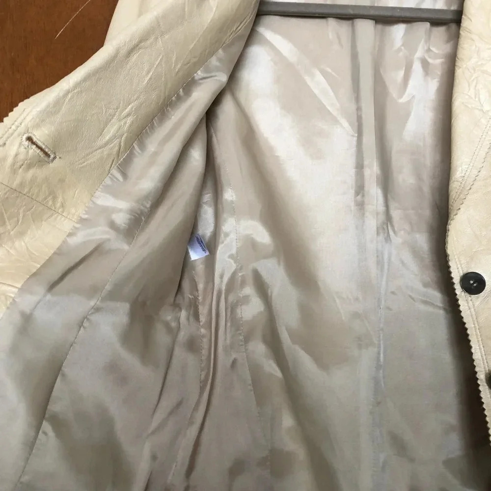 Annie Klein Crinkle Texture Leather Jacket M - Picture 8 of 13